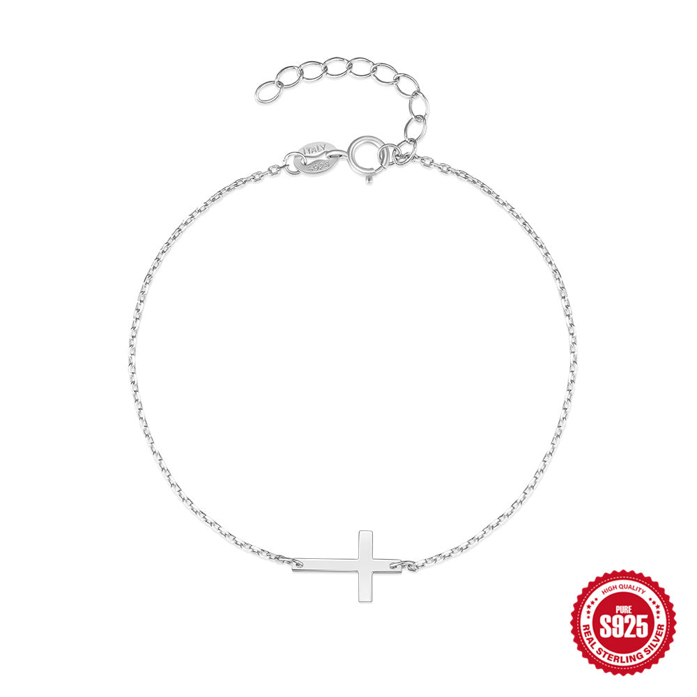 Sterling Silver Cross Bracelet For Women