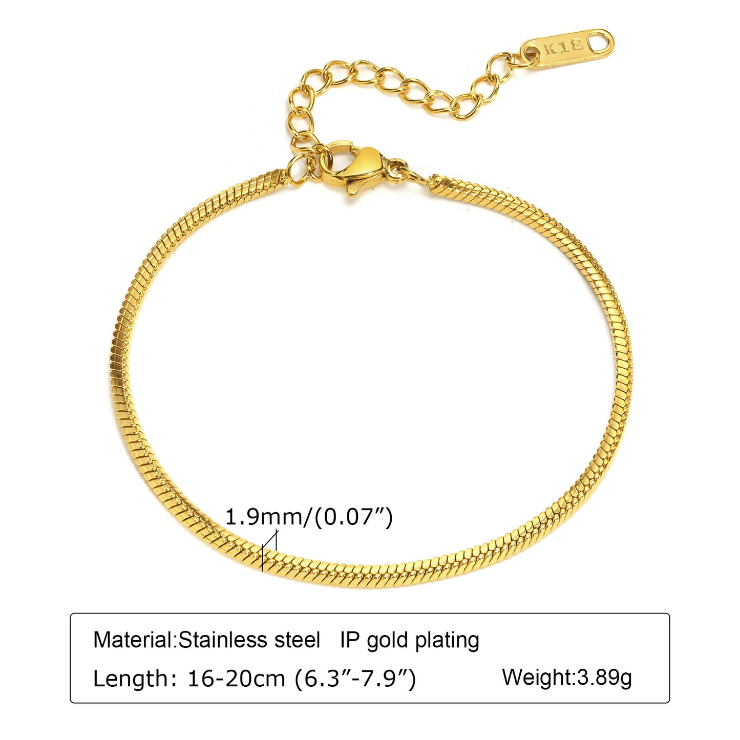 Stainless Steel Bracelet 18K Gold Women's Blade Chain