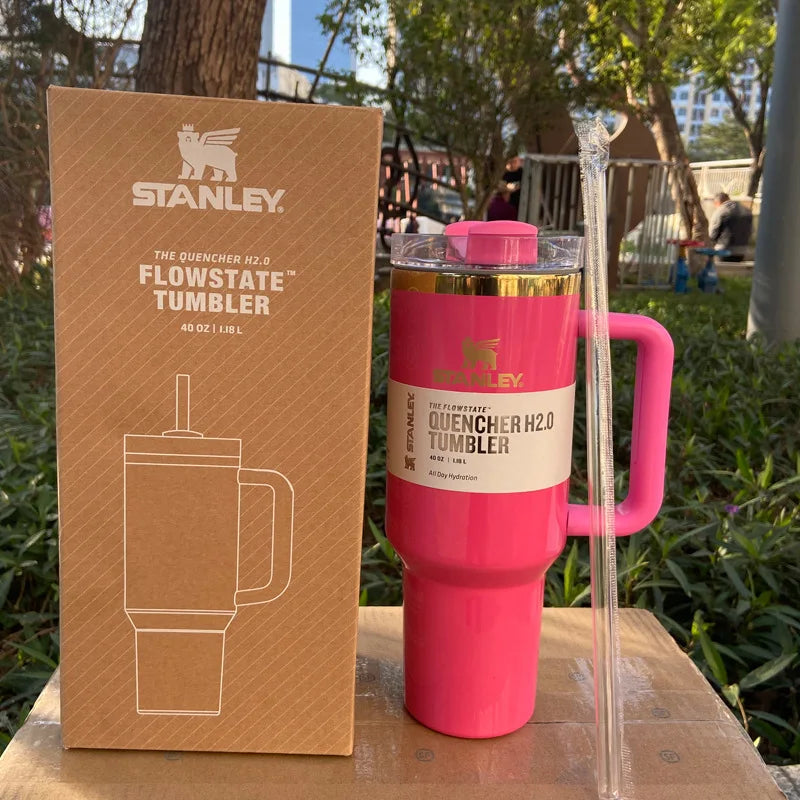 Stanley 30oZ 887ML/40oz 1.18L QUENCHER H2.0 Tumbler with Handle with Straw Lids Stainless Steel Coffee Cup Car Mugs Fashion Gift